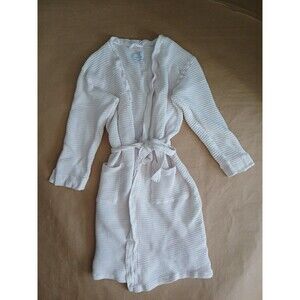 Matouk Kiran Waffle Knit Robe Womens L/XL White Pockets Cotton/Bamboo Luxe